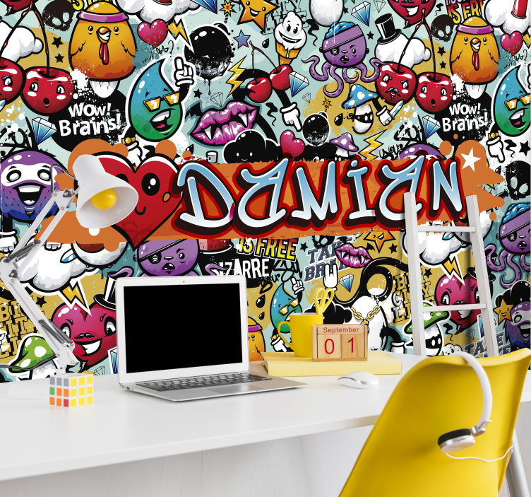 different emoticons Urban Art Wall Mural - TenStickers