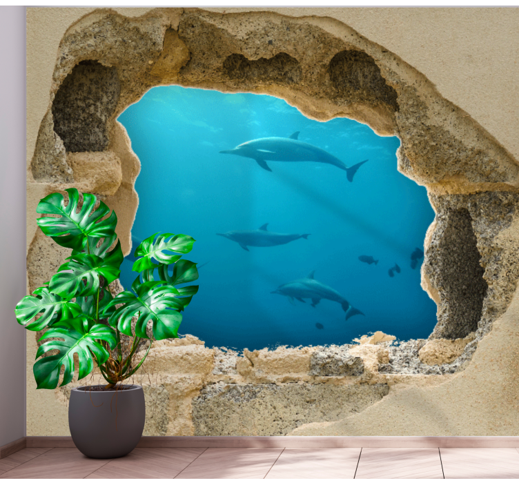 Dolphin Underwater Scene sea mural - TenStickers