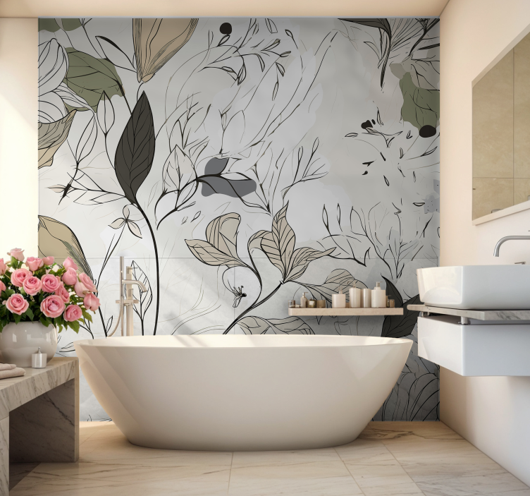 Draw flowers Bathroom Mural - TenStickers