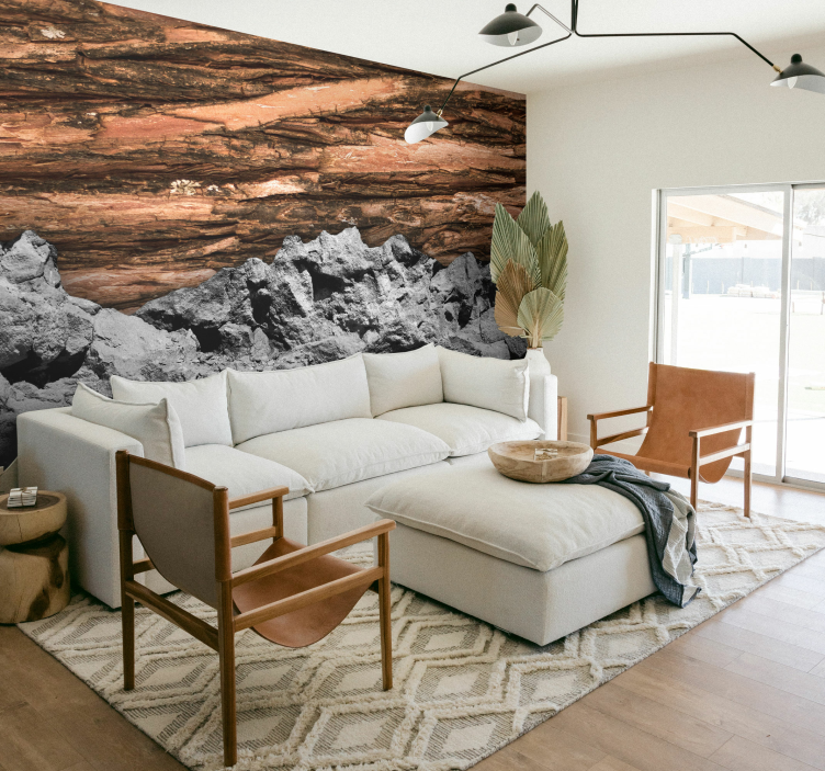 Earthy textured layers mural for living room - TenStickers