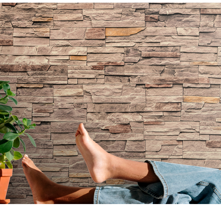 Elegant beige brick wall mural - TenStickers