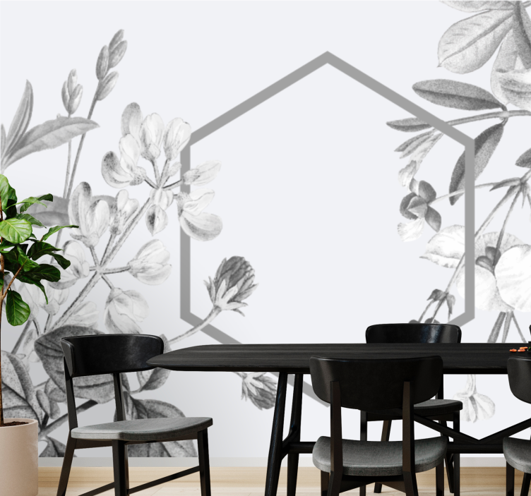 Gray Plants Arrengment flower mural - TenStickers
