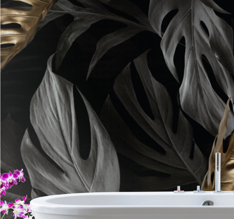 Elegant tropical leaves nature wall mural - TenStickers