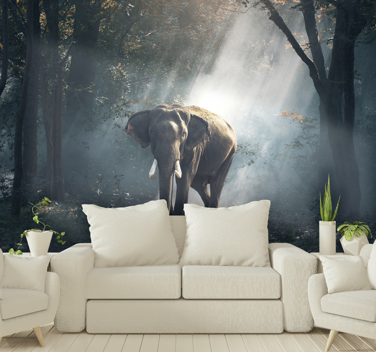 Elephant in forest wall mural - TenStickers