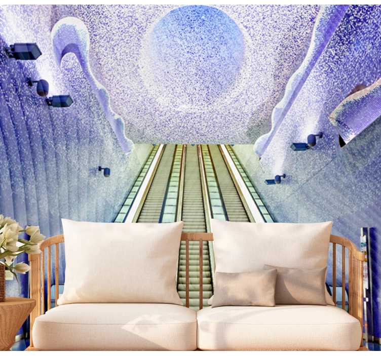 Escalator Entrance Artwork city wall mural - TenStickers