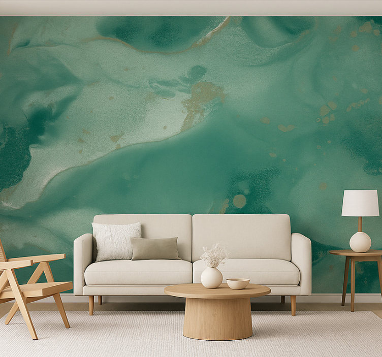 Esmerald marble swirls mural for living room - TenStickers