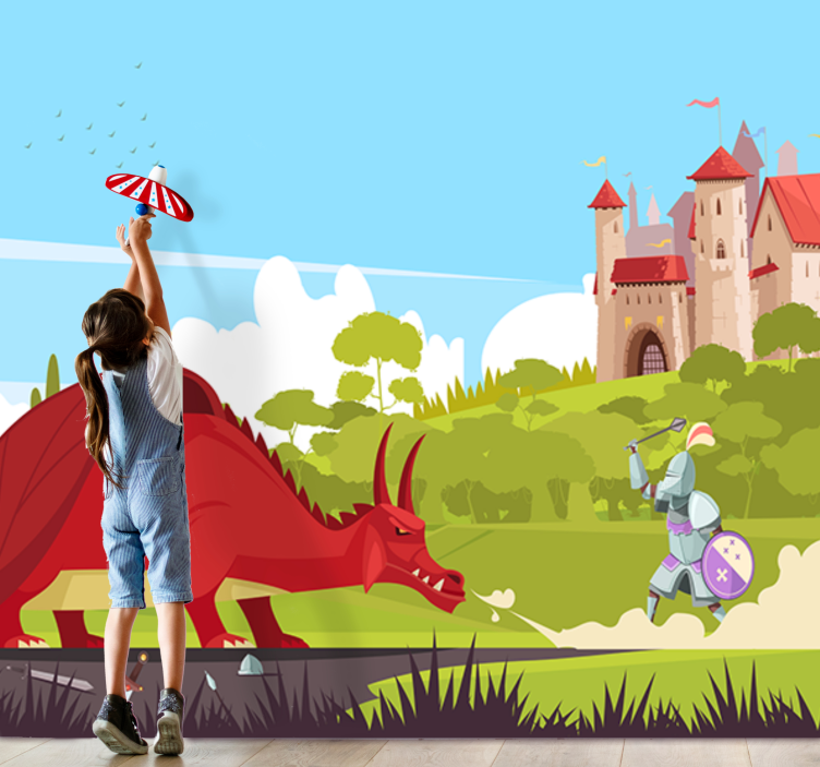 Fantasy wall mural fantasy dragon encounter - TenStickers