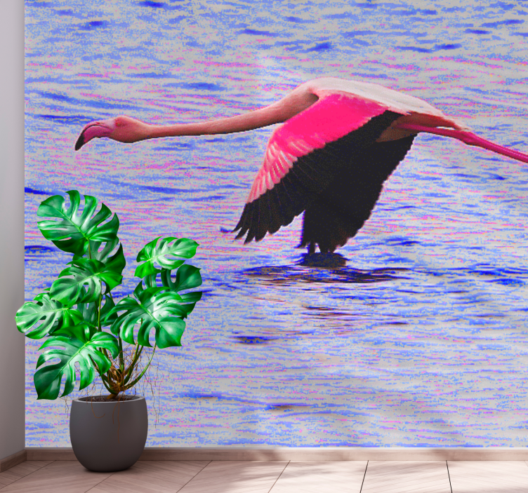 Flamingo in flight wall mural - TenStickers