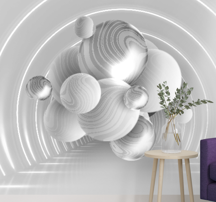 Floating circular shapes 3d wall mural - TenStickers
