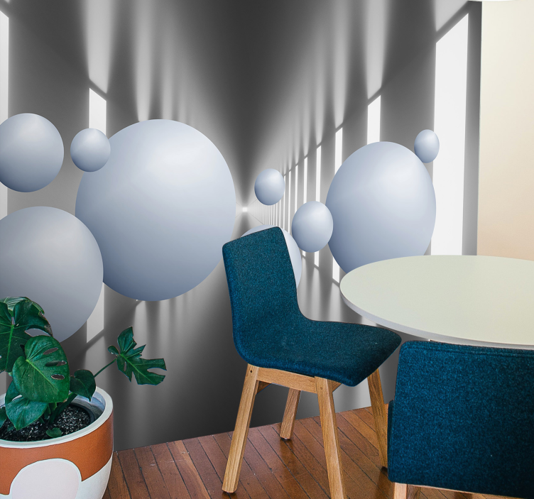 Floating Spheres Arrangement 3d wall mural - TenStickers