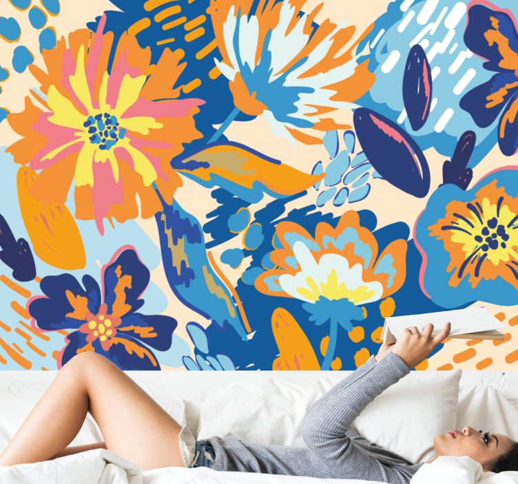 Flower mural bright floral display - TenStickers