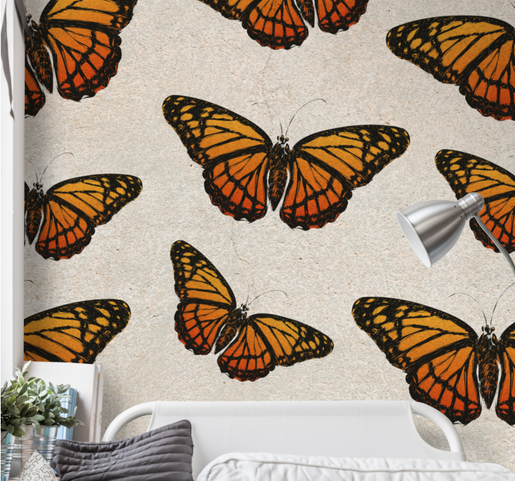 Flower mural butterflies in flight - TenStickers