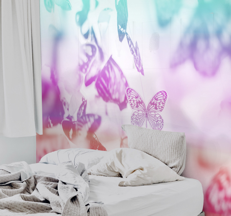 Flower mural butterfly garden design - TenStickers