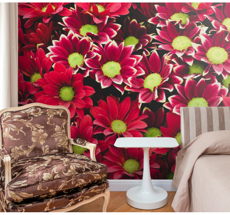 Flower mural crimson blossom design - TenStickers