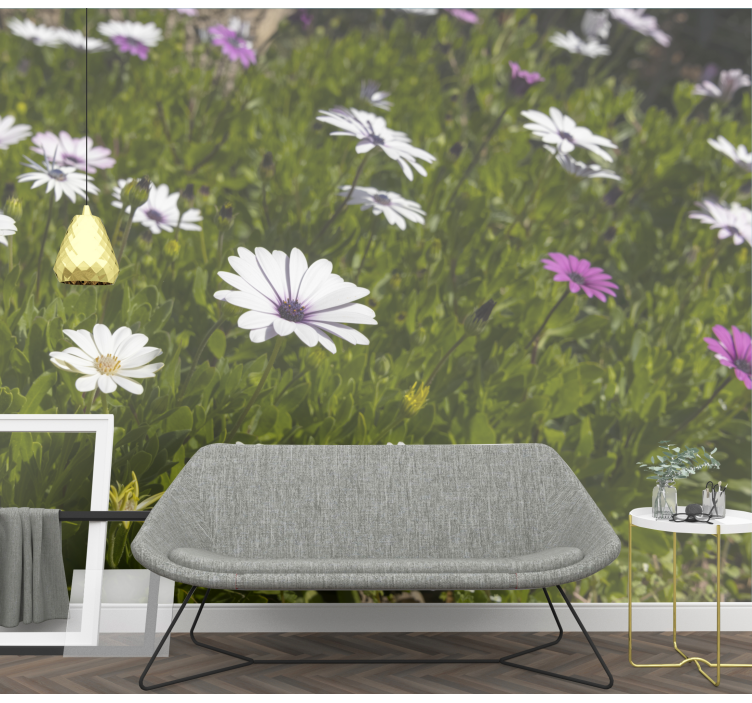 Flower mural daisies and greens - TenStickers