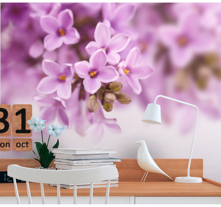 Flower mural delicate lilac blooms - TenStickers
