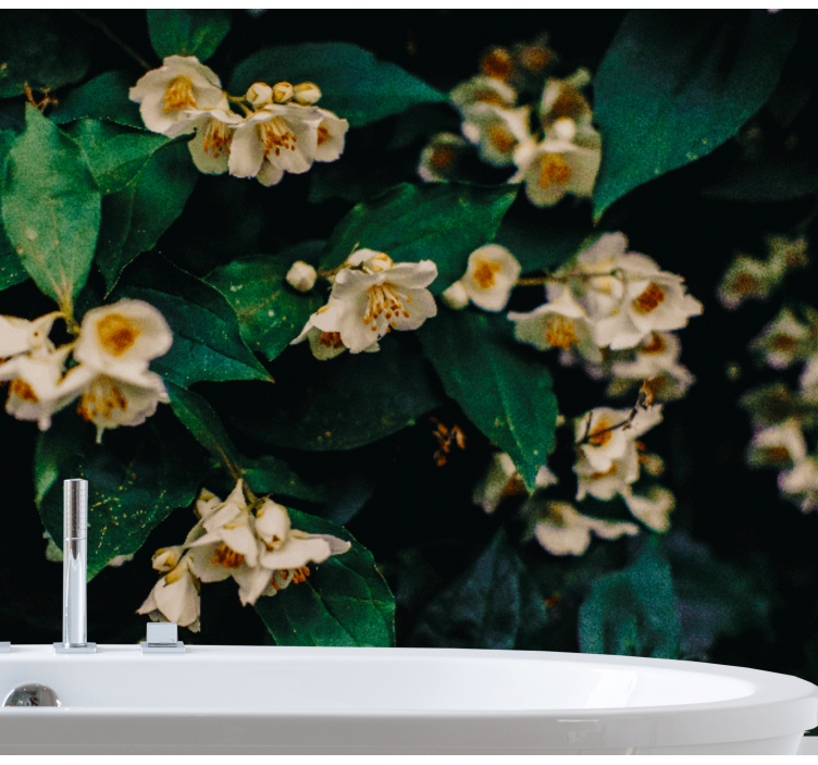 Flower mural delicate white blossoms - TenStickers