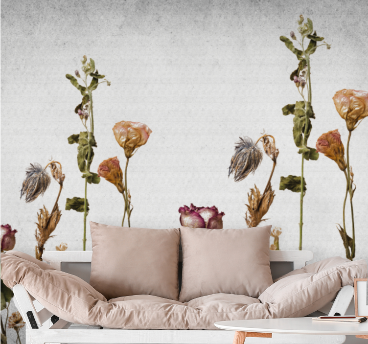 Flower mural dried flower arrangement - TenStickers