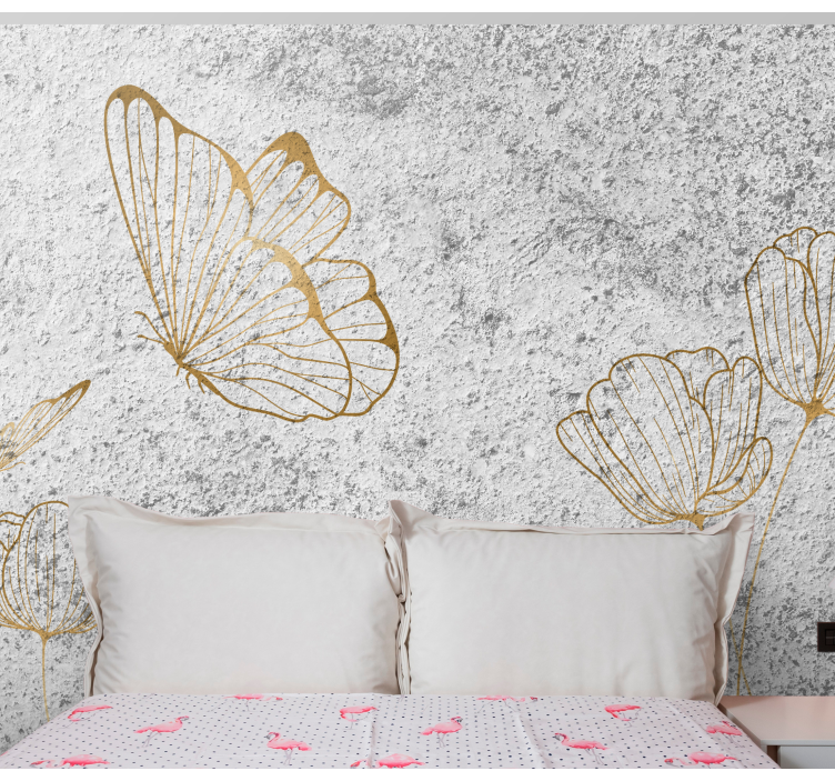 Flower mural elegant butterfly design - TenStickers