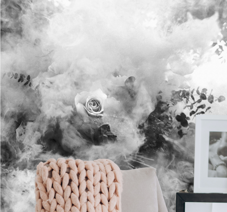 Flower mural ethereal white rose - TenStickers