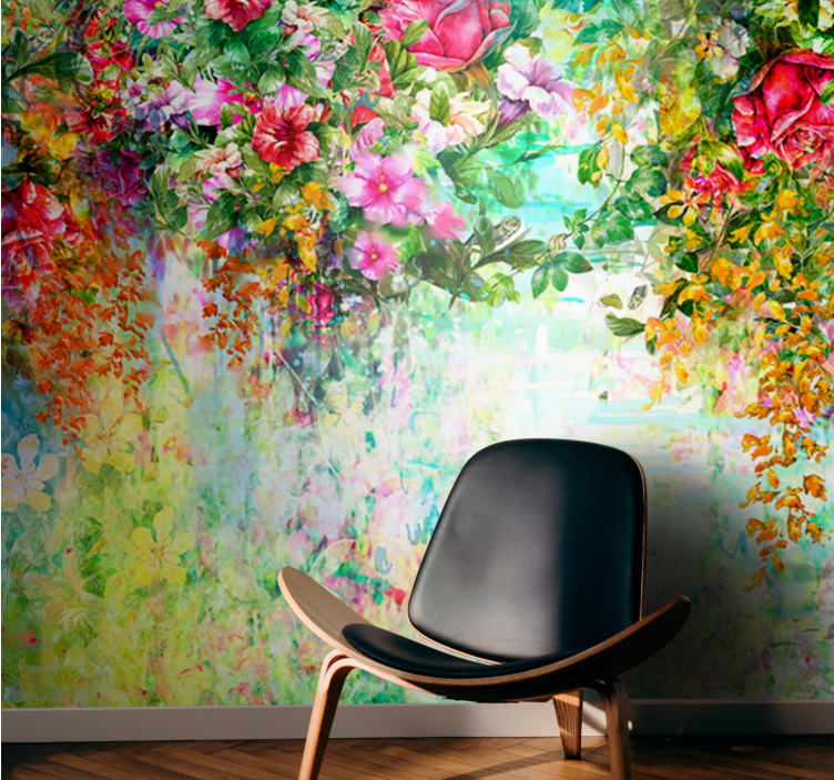Flower mural floral blossom pattern - TenStickers