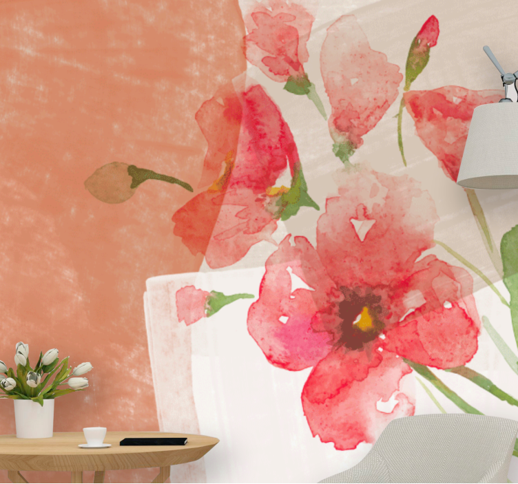 Flower mural floral watercolor design - TenStickers