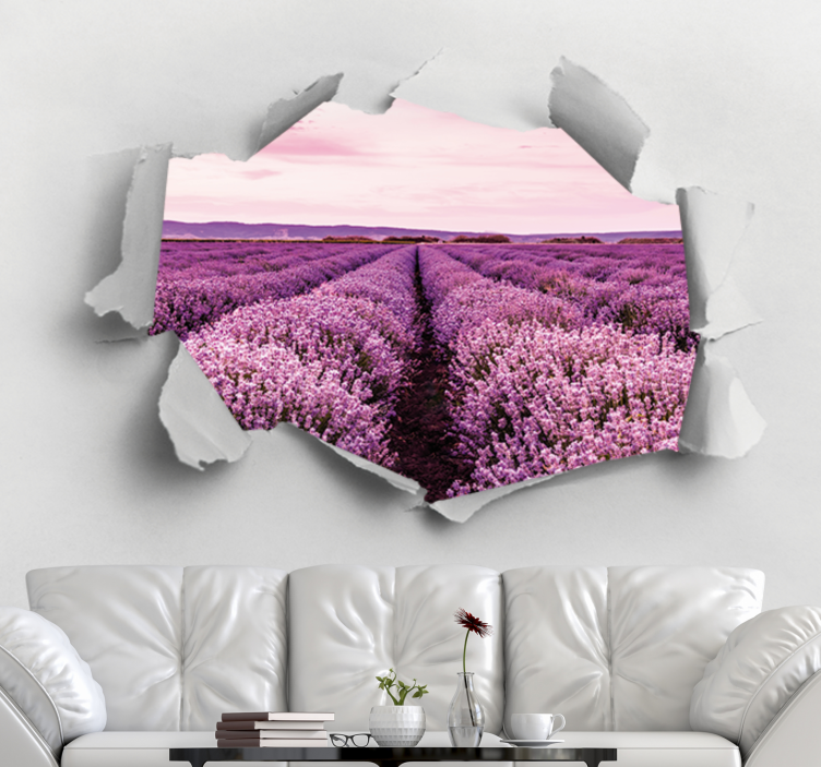 Flower mural lavender field scene - TenStickers