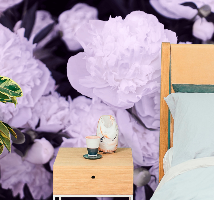 Flower mural lavender peony blooms - TenStickers