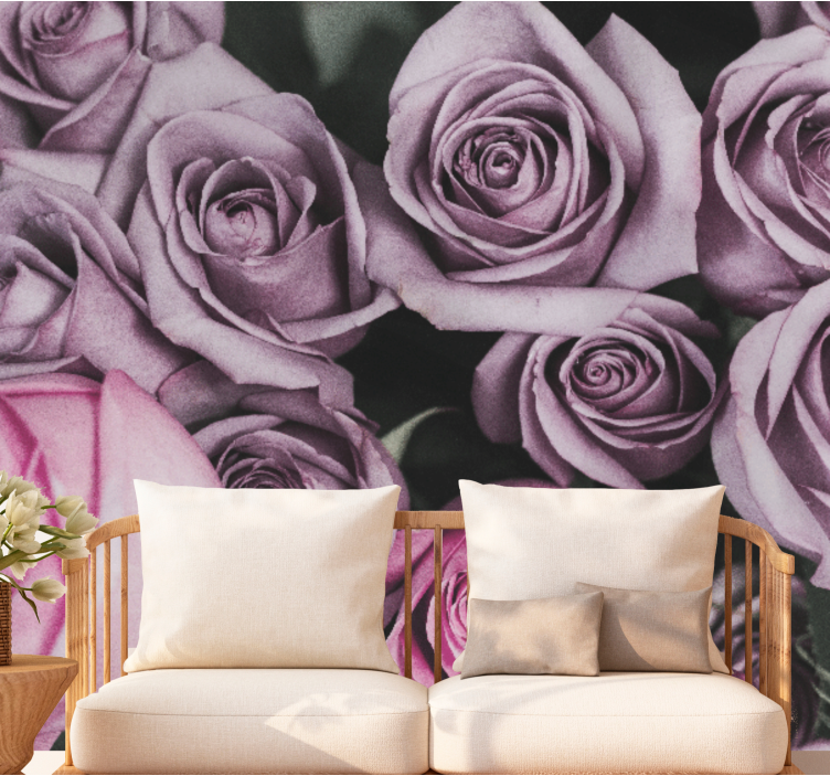 Flower mural lavender rose bouquet - TenStickers