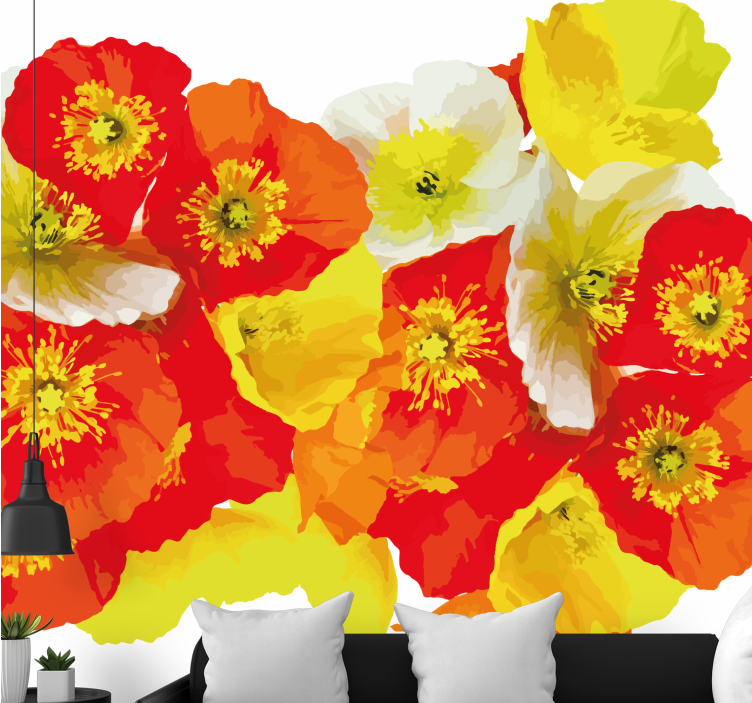 Flower mural poppy flower arrangement - TenStickers