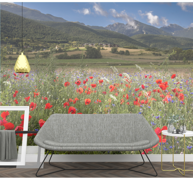Flower mural poppy meadow scene - TenStickers