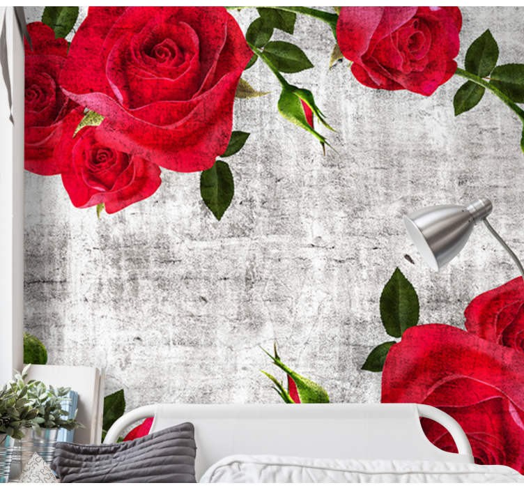 Flower mural red rose arrangement - TenStickers