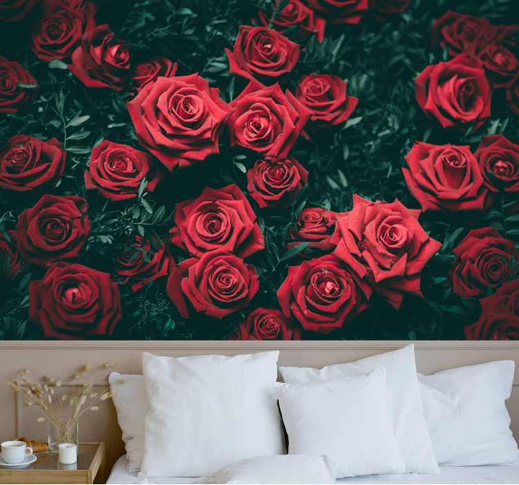 Flower mural romantic red roses design - TenStickers