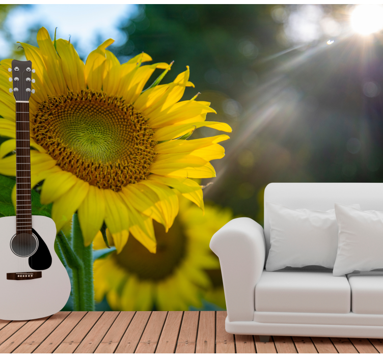 Flower mural sunflower blooming bright - TenStickers