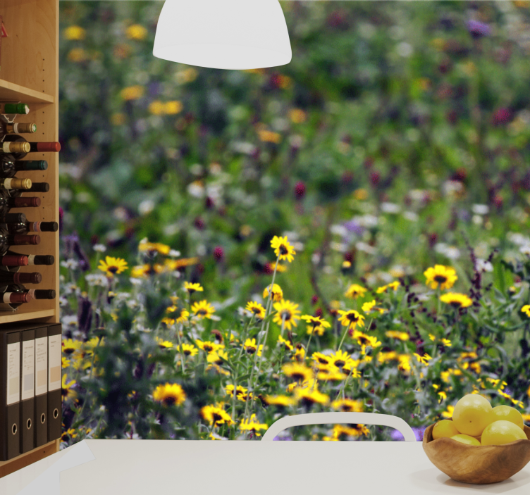 Flower mural sunny meadow blooms - TenStickers