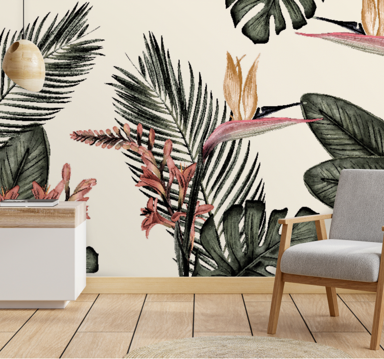 Flower mural tropical bird paradise - TenStickers