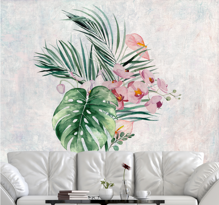 Flower mural tropical floral design - TenStickers