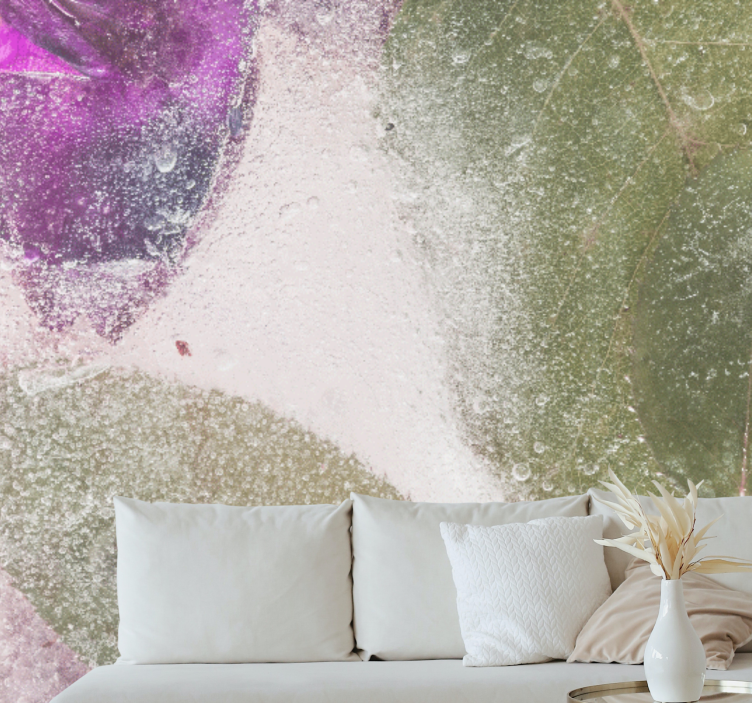 Flower mural with purple floral elements - TenStickers