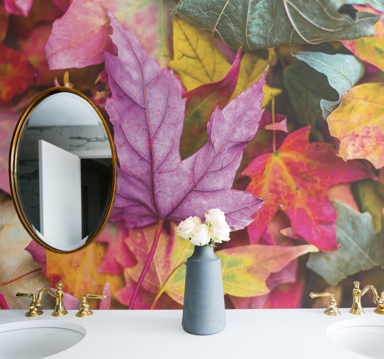 Flower mural with vibrant leaf patterns - TenStickers