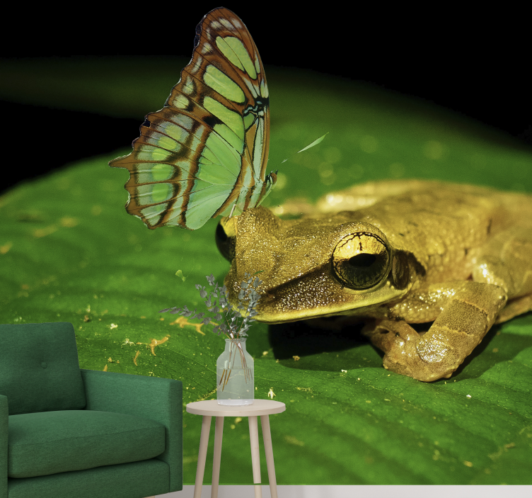 Frog And Butterfly animal wall mural - TenStickers