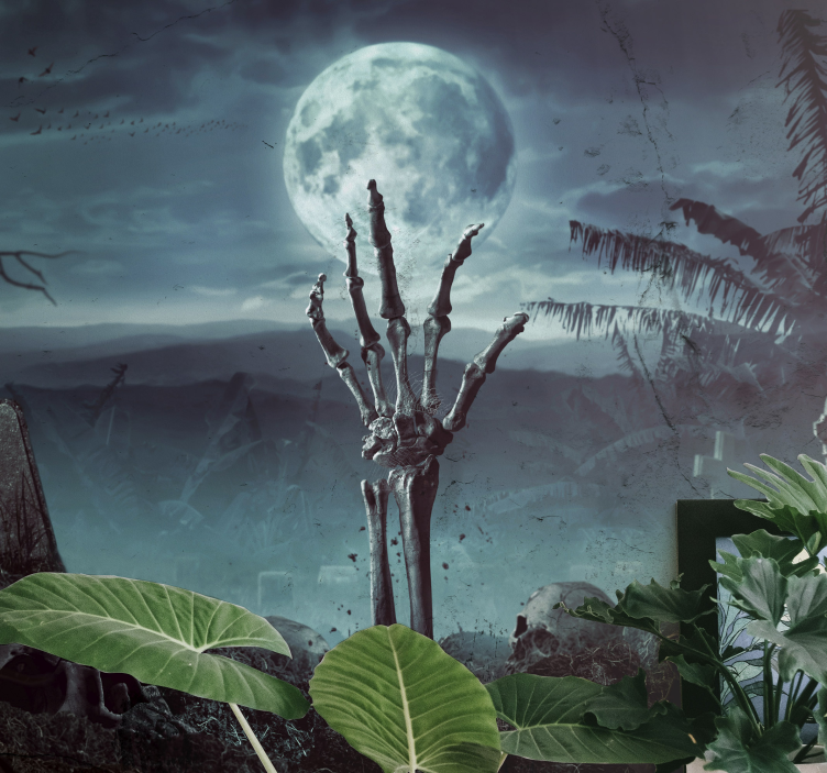 Full moon on grave yard Halloween wall mural - TenStickers