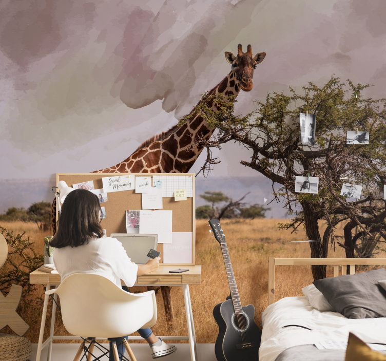 Giraffe in Nature animal wall mural - TenStickers