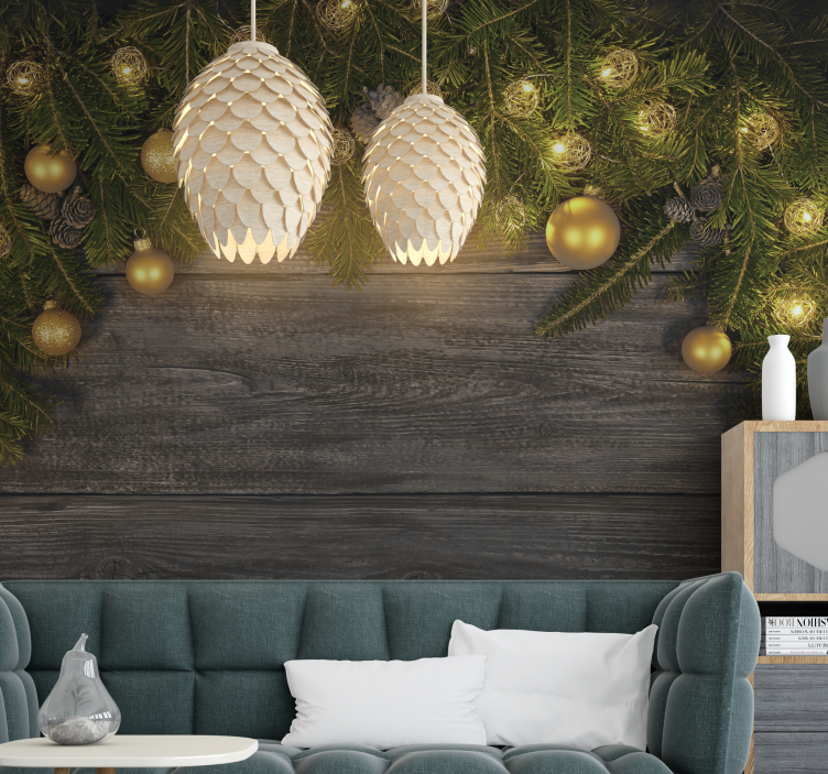 Golden Holiday Elegance christmas mural - TenStickers