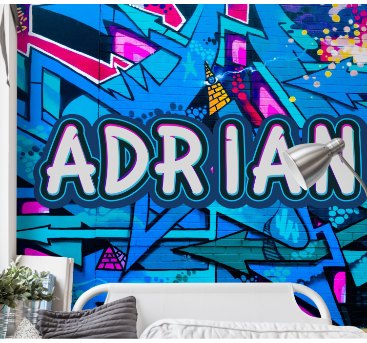 Graffiti blue background Urban Art Wall Mural - TenStickers