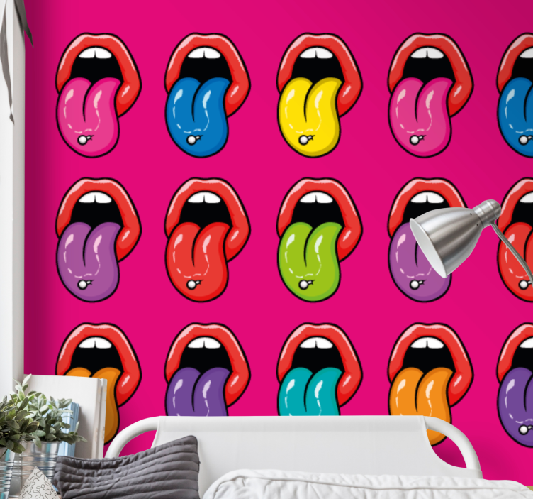 Graffiti wall mural colorful tongue expressions - TenStickers