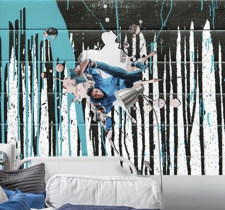 Graffiti wall mural dynamic skateboarder scene - TenStickers