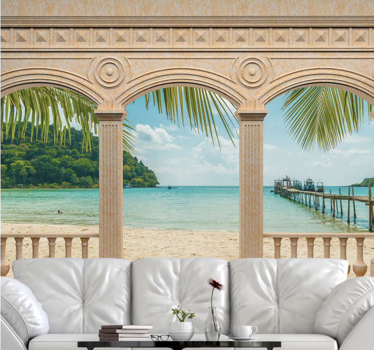 Greek archs with sea views 3D Wall Mural - TenStickers