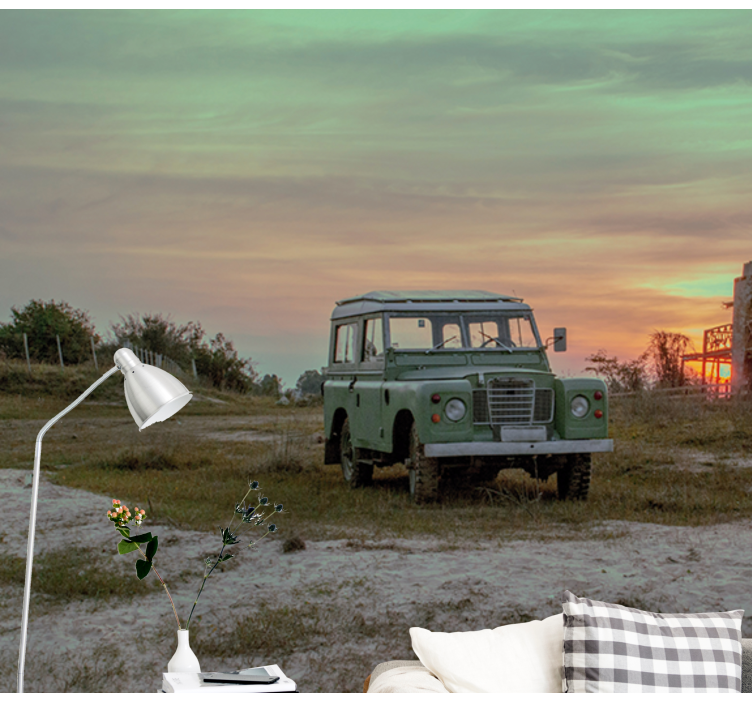 Green Classic Car vehicle mural - TenStickers