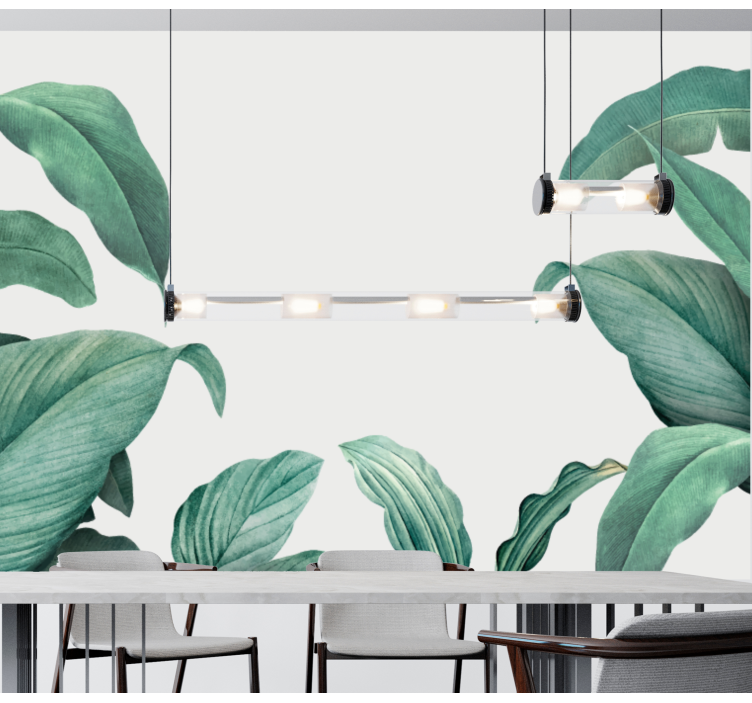 Green tree in white background tree mural - TenStickers