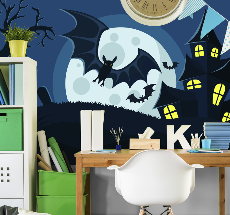 Haunted House Scene halloween mural - TenStickers